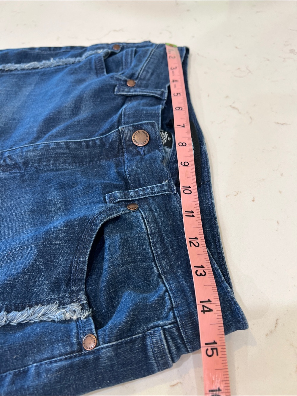 Karl Lagerfeld Raw Hem Fringe Crop Cuffed Jeans Size 12 - Picture 7 of 10